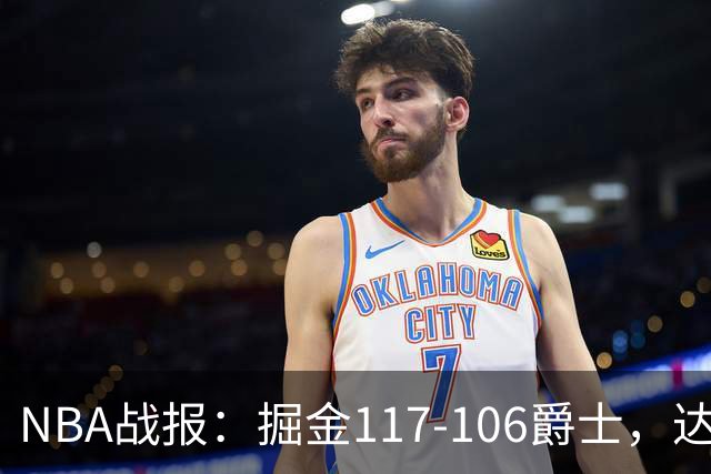 NBA战报：掘金117-106爵士，达伦-彼得森23分
